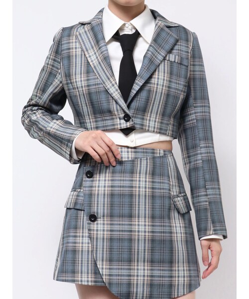 EATME（イートミー）の「クロップド丈ジャケット（セットアップ可能）（テーラードジャケット・レディース・グレー/ブラック/ブルー/ブラウン・F）」の12枚目の写真