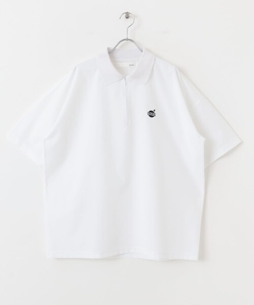 『吸水速乾』　OOPS　MFハーフジップTシャツ