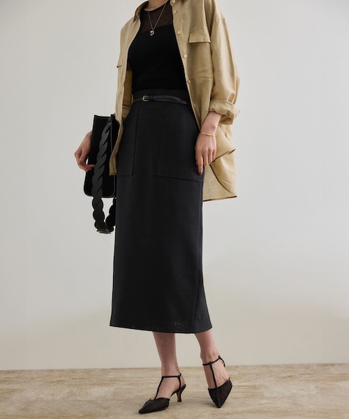 ROPE'（ロペ）の「リネンライク ポケット付きタイトスカート/イージーケア（スカート・レディース・ブラック/ブラウン/ベージュ/ワイン・34/36/38/40）」の5枚目の写真