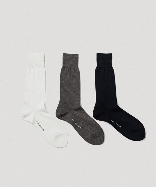 ADAM ET ROPE'（アダムエロペ）の「コーミング 天竺編みソックス（ソックス/靴下・メンズ・ブラック/チャコール/オフホワイト・L/M）」の8枚目の写真