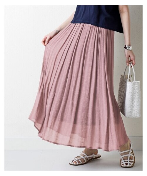 nissen（ニッセン）の「ふわり軽いエアリースラブスカート（マキシ丈）＜大きいサイズ有＞（スカート・レディース・黒/グレー/ライトグレー/ライラック/ベージュ/モーブピンク/ロイヤルブルー/ブラッドオレンジ/ローズピンク/マスタード・S/M/L/LL/3L/4L/5L/6L/8L/10L）」の8枚目の写真