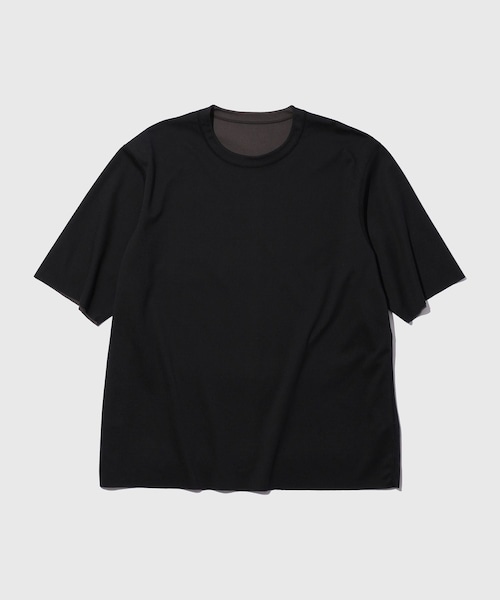 ADAM ET ROPE'(アダムエロペ)の「26SS ハイゲージシャンブレーリバーシブルTEE(Tシャツ/カットソー・メンズ・ブラック/ダークブラウン/ベージュ系/ネイビー・L/M)」の1枚目の写真