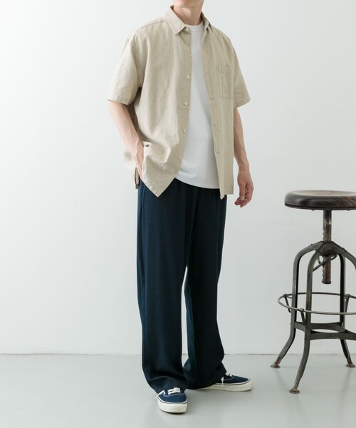 ITEMS URBANRESEARCH（アイテムズ アーバンリサーチ）の「『セットアップ対応』天然素材リネンコットンレギュラーカラー半袖シャツ（シャツ/ブラウス・メンズ・IVO/BRN/CHA/TERRACOTTA・M/L/XL）」の12枚目の写真