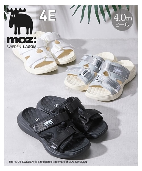 nissen（ニッセン）の「【ゆったり幅広】moz（モズ）ダブルベルトスポーツサンダル（ワイズ４Ｅ）（サンダル・メンズ・黒/ホワイト/グレー・M=23.0~23.5cm/4E/L=24.0~24.5cm/4E/LL=25.0~25.5cm/4E/3L=26.0~26.5cm/4E）」の2枚目の写真
