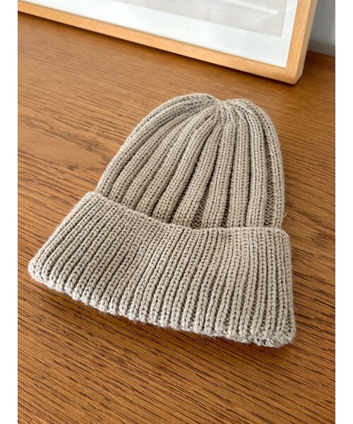 Ungrid（アングリッド）の「ワイドリブニット帽（ニットキャップ/ビーニー・レディース・ライトグレー/ミディアムグレー/オレンジ・F）」の4枚目の写真