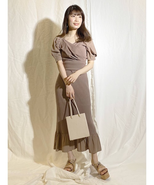 MERCURYDUO（マーキュリーデュオ）の「異素材ヘムロングニット 