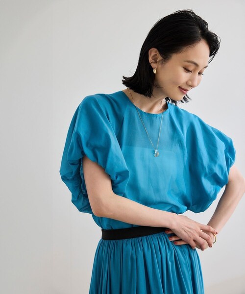 ROPE'（ロペ）の「【洗える】コットンシルクブラウス/セットアップ対応（シャツ/ブラウス・レディース・ブラック/ターコイズ・F）」の19枚目の写真