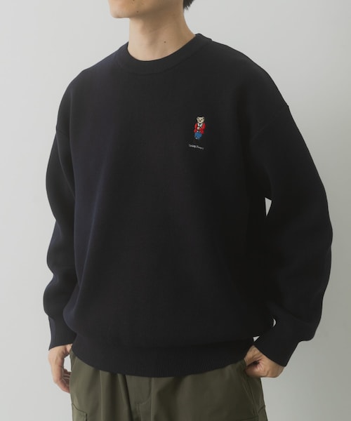 ITEMS URBANRESEARCH（アイテムズ アーバンリサーチ）の「Teddy Bear スウェットライクニット（ニット/セーター・メンズ・OML/BGD/NVY・M/L）」の4枚目の写真