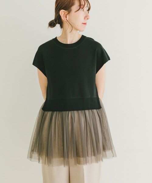 ITEMS URBANRESEARCH(アイテムズ アーバンリサーチ)の「ソウバリチュールドッキングニット(ニット/セーター・レディース・NVY/BLK/OFF・FREE)」の14枚目の写真