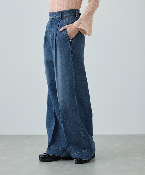 ROPE'（ロペ）の「テンセルデニムストレートワイドパンツ/イージーケア・セットアップ対応（デニムパンツ・レディース・ネイビー/ブルー・36/38/40）」の10枚目の写真