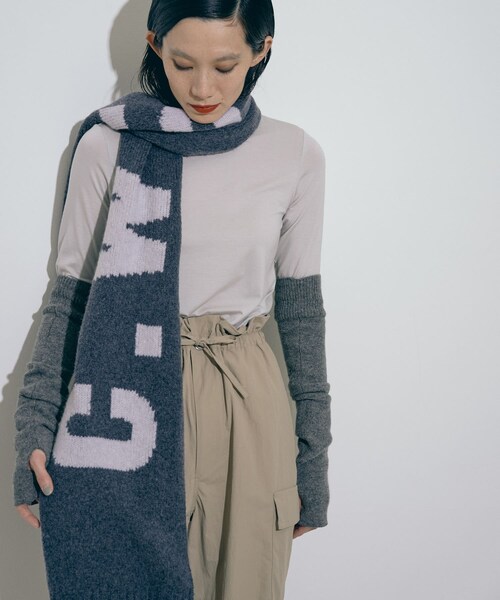 THE GOODLAND MARKET（ザグッドランドマーケット）の「cwtch　RWS Recycle Wool Scarf（マフラー・レディース・LGgray/black/mocha/L.Gray/LGcitron・one）」の2枚目の写真