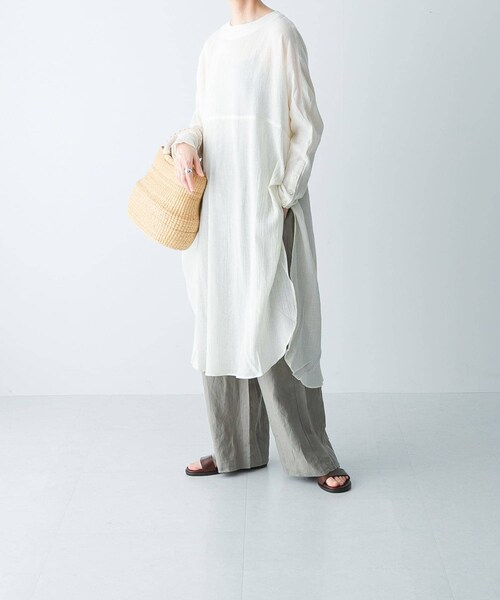 かぐれ（カグレ）の「ガーゼロングチュニック（チュニック・レディース・IVORY/L.GRAY/BLACK・FREE）」の5枚目の写真