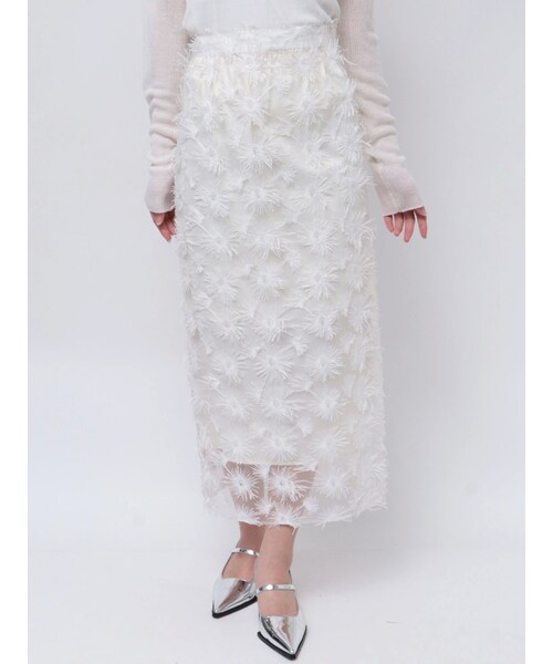 MERCURYDUO（マーキュリーデュオ）の「【OUNNOUN】モチーフレースチュールタイトスカート（その他・レディース・ホワイト/ブラック/ミントグリーン・S/M）」の6枚目の写真