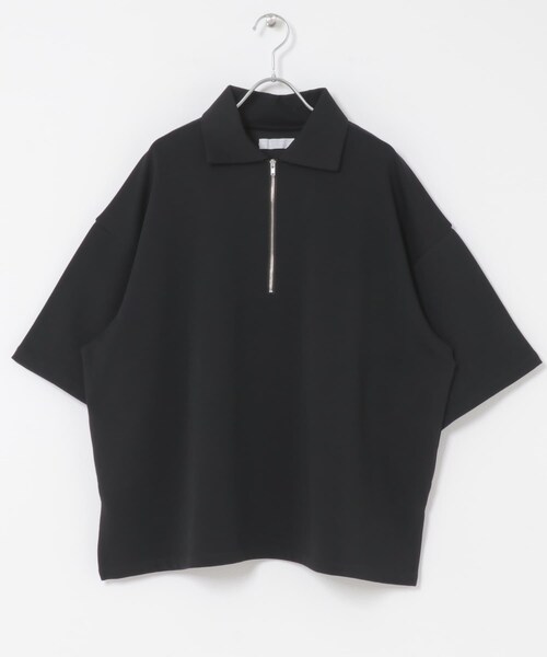 SENSE OF PLACE by URBAN RESEARCH（センスオブプレイスバイアーバンリサーチ）の「ダンボールポンチハーフジップショートスリーブTシャツ（Tシャツ/カットソー・メンズ・BLACK/TOP GRAY/CHARCOAL/YELLOW・M/L）」の2枚目の写真