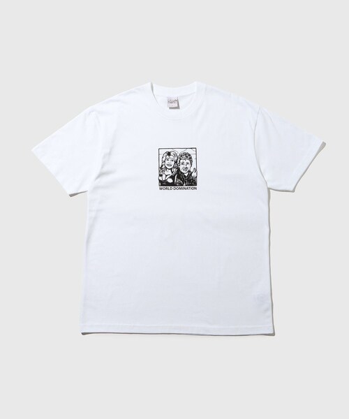 ADAM ET ROPE'（アダムエロペ）の「【POLAR SKATE CO./ポーラー スケートカンパニー】TEE WORLD DOMINATION（Tシャツ/カットソー・メンズ・ホワイト・L/M）」の3枚目の写真