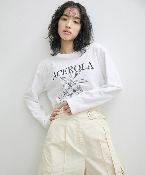 ADAM ET ROPE'（アダムエロペ）の「【GOOD ROCK SPEED】別注 ACEROLA LONG SLEEVE TEE（Tシャツ/カットソー・レディース・ホワイト/ネイビー/ピンク・F）」の2枚目の写真