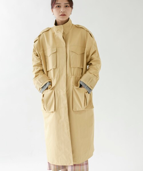 KBF(ケイビーエフ)の「ドロストミリタリーコート(ミリタリージャケット・レディース・BEIGE/KHAKI/ORANGE・one)」の6枚目の写真