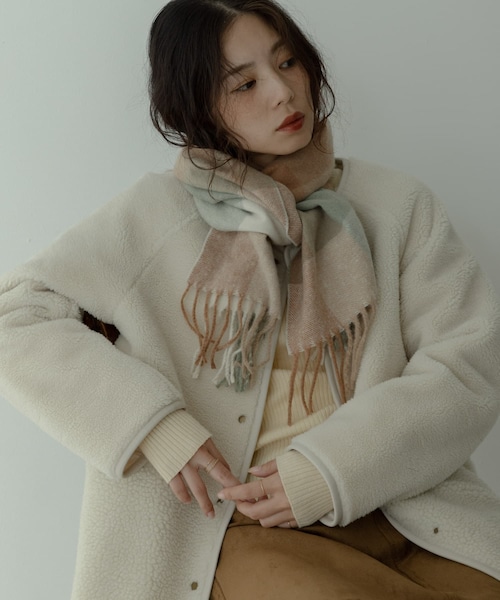 URBAN RESEARCH Sonny Label（アーバンリサーチサニーレーベル）の「ブロックチェックストール（ストール/ショール・レディース・グレー系/ベージュ系/ブラウン系・One）」の15枚目の写真