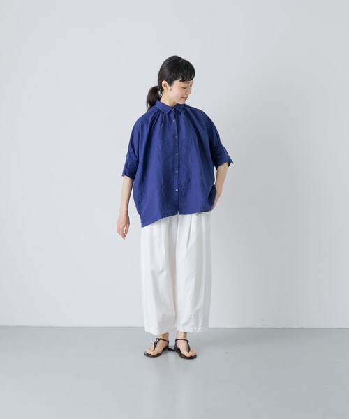 かぐれ（カグレ）の「Honnete　H/SLV GATHER SHIRTS（シャツ/ブラウス・レディース・BLUE/NOIR/SILVER・One）」の16枚目の写真