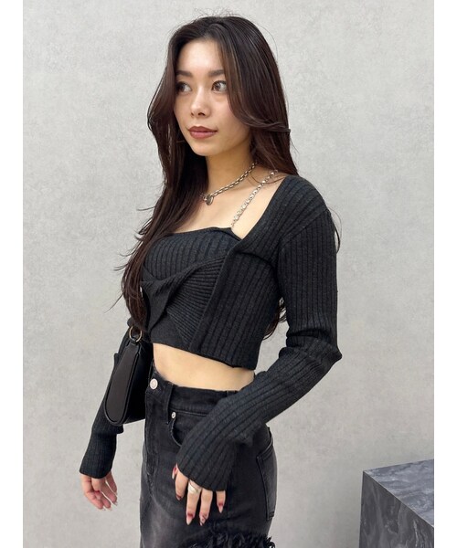 EVRIS（エヴリス）の「アンサンブルチェーンニットトップス（ニット/セーター・レディース・グレー/ブラック/ブルー・F）」の6枚目の写真