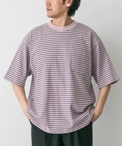URBAN RESEARCH DOORS（アーバンリサーチドアーズ）の「L.L.Bean　Union Short-Sleeve StripedT-shirts（Tシャツ/カットソー・メンズ・Yellow/Sax/Wht/Grn/Birch/Wht/Pink/Navy/Sax/Teal/Plum/Teal・M/L/XL）」の4枚目の写真