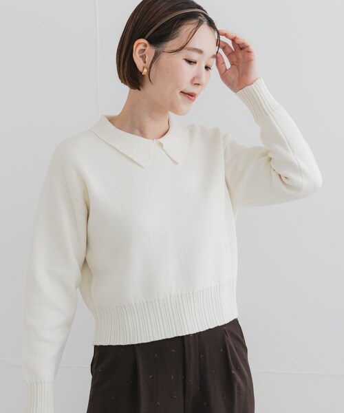 URBAN RESEARCH ROSSO（アーバンリサーチロッソ）の「F by ROSSO　コットンカシミヤ衿パールニット（ニット/セーター・レディース・OFF WHITE/GRAY/NAVY・Free）」の7枚目の写真