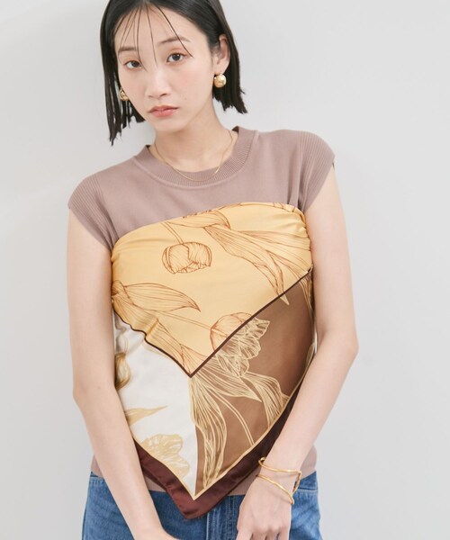 VIS（ビス）の「チューリップ柄スカーフ90×90cm（バンダナ/スカーフ・レディース・ブラウン系/ブルー系・F）」の20枚目の写真