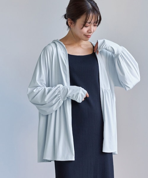 ROPE' PICNIC（ロペピクニック）の「絶対焼けたくないUVパーカー/UVカット・接触冷感（パーカー・レディース・ライトグレー/キナリ/ブルー系・F）」の20枚目の写真