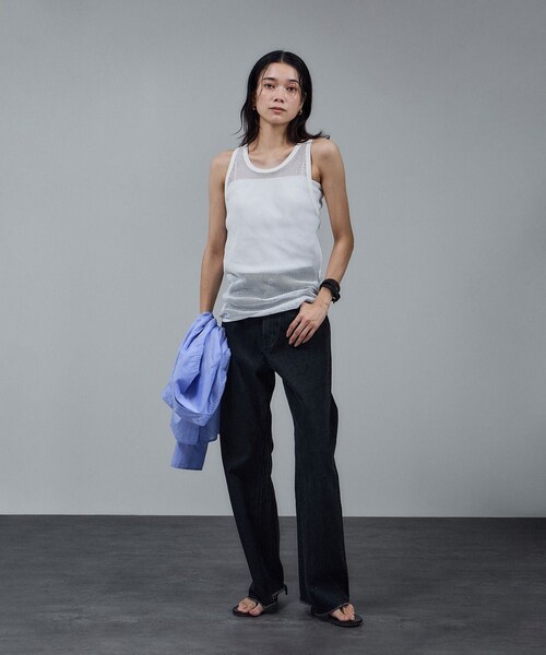 ADAM ET ROPE'（アダムエロペ）の「【IRONING（アイロニング）】mesh tank top（タンクトップ・レディース・ホワイト・F）」の4枚目の写真