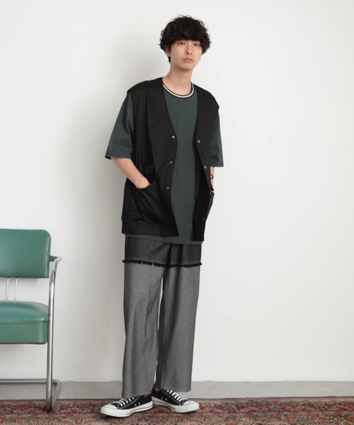 SENSE OF PLACE by URBAN RESEARCH（センスオブプレイスバイアーバンリサーチ）の「デニムフリンジシャンブレーワイドパンツ（デニムパンツ・メンズ・L.INDIGO/BLACK・M/L）」の9枚目の写真