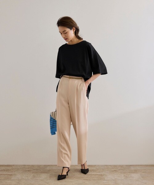 ROPE'(ロペ)の「【洗える・ナノシア加工】スムース半袖 Aラインカットソー(Tシャツ/カットソー・レディース・ブラック/グレー/オフホワイト・F)」の16枚目の写真