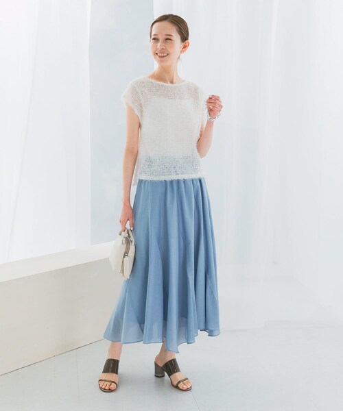 URBAN RESEARCH ROSSO（アーバンリサーチロッソ）の「コットンシルクヘムデザインギャザースカート（スカート・レディース・red/sax/darkbrown・FREE）」の16枚目の写真