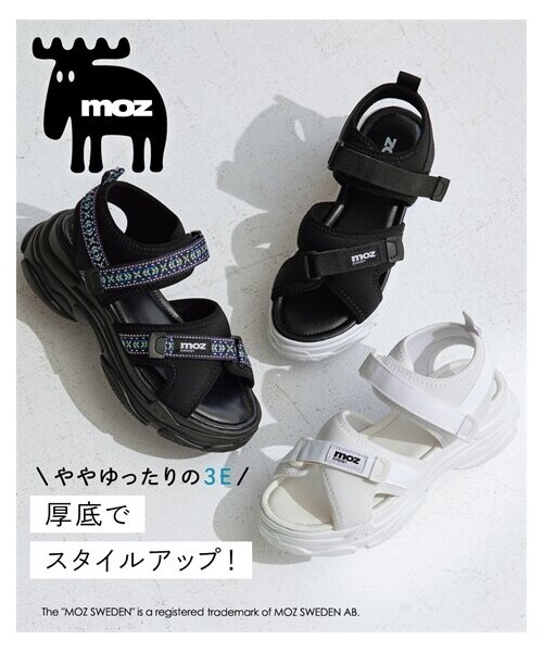 nissen（ニッセン）の「moz　厚底クロスベルトスポーツサンダル（ワイズ３E)（サンダル・メンズ・黒/黒×ネイティブ/ホワイト/グレー×ネイティブ・S=22.5cm/M=23.0~23.5cm/L=24.0cm/LL=24.5cm）」の2枚目の写真