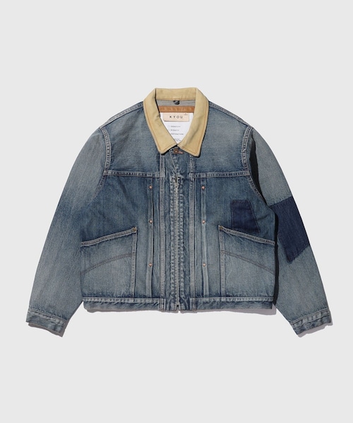 ADAM ET ROPE'(アダムエロペ)の「【KYOU/キョウ】ROEBUCK LEATHER Type-50s Jacket Different Edition(デニムジャケット・メンズ・ブラウン/ブルー系・1/2/3)」の5枚目の写真