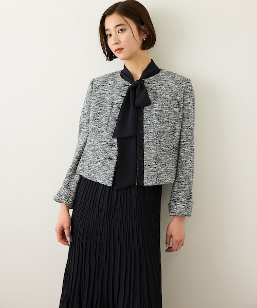 ROPE'(ロペ)の「ツイードノーカラージャケット(ノーカラージャケット・レディース・ブラック系/ターコイズ・36/38)」の8枚目の写真