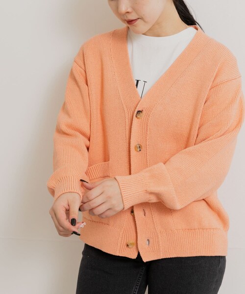 THE GOODLAND MARKET（ザグッドランドマーケット）の「米富繊維　WASHI COTTON KNIT CARDIGAN（カーディガン/ボレロ・レディース・40IVORY/14BLACK/31PINK・1/3）」の3枚目の写真