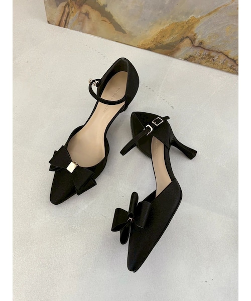 MERCURYDUO（マーキュリーデュオ）の「グリッターリボンパンプス（パンプス・レディース・ブラック/シルバー・36/38）」の2枚目の写真