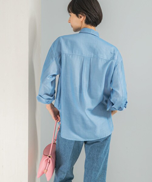 URBAN RESEARCH ROSSO（アーバンリサーチロッソ）の「タイ付デニムライクシアーシャツ（シャツ/ブラウス・レディース・L.BLUE/INDIGO・Free）」の6枚目の写真