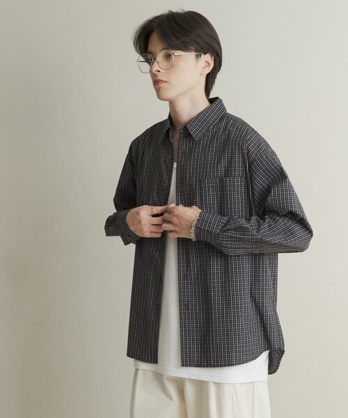SENSE OF PLACE by URBAN RESEARCH(センスオブプレイスバイアーバンリサーチ)の「マイクログラフチェックロングスリーブシャツ(シャツ/ブラウス・メンズ・WHT×BLK/BLK×WHT/D.PPL×WHT・M/L)」の16枚目の写真