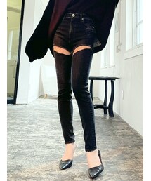 GYDA | H/Wサイハイカットデザインデニムパンツ(デニムパンツ)