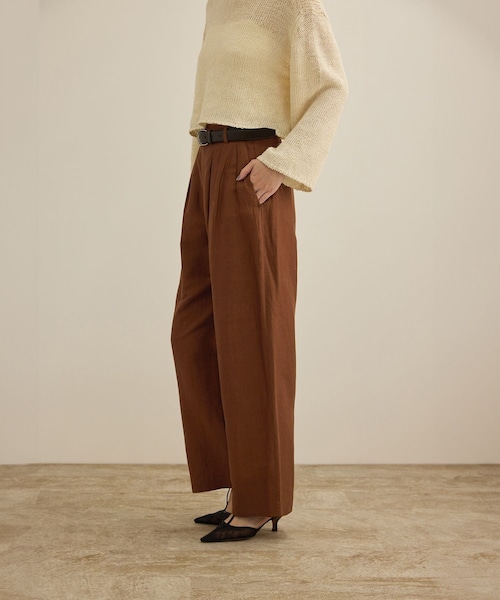 ROPE'（ロペ）の「【洗える】ビスコースリネン スラブスリータックパンツ/一部セットアップ可能（その他パンツ・レディース・ブラウン/ネイビー・36/38/40）」の16枚目の写真