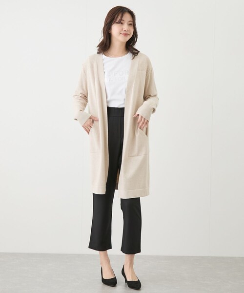 Jayro（ジャイロ）の「リブ切替ロングカーディガン（カーディガン/ボレロ・レディース・ブラック/グレー/ベージュ/ライトグリーン/ネイビー/ピンク/イエロー・F）」の7枚目の写真