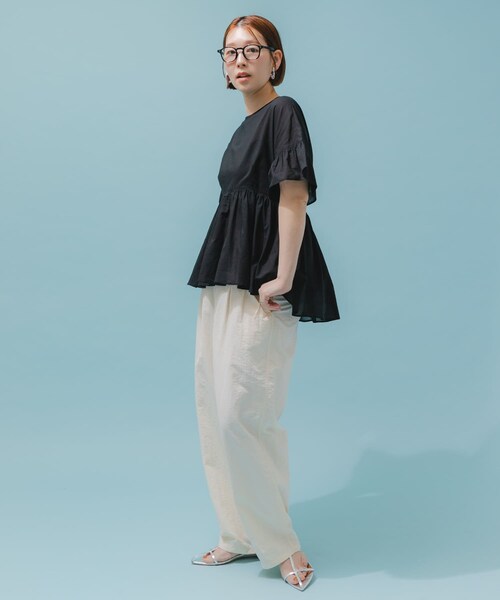 URBAN RESEARCH ROSSO（アーバンリサーチロッソ）の「F by ROSSO　コットンボイル切替ギャザーブラウス（シャツ/ブラウス・レディース・LAVENDER/MINT/L/BROWN/BLACK・FREE）」の9枚目の写真