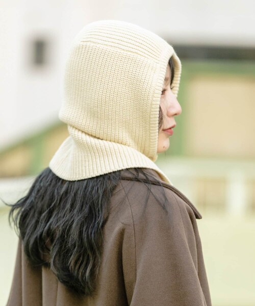 SMELLY（スメリー）の「ニットバラクラバ（ニットキャップ/ビーニー・レディース・GRY/IVO/BRN・-）」の7枚目の写真