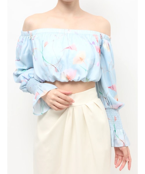 RESEXXY（リゼクシー）の「【memorif.】フラワークロップドオフショルブラウス（シャツ/ブラウス・レディース・ホワイト/オレンジ/ブルー・F）」の5枚目の写真