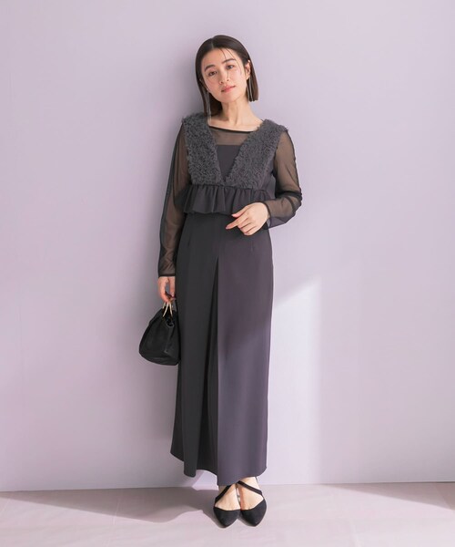 URBAN RESEARCH ROSSO（アーバンリサーチロッソ）の「ANDRESD　TULLE FRILL PEPLUM DRESS（ワンピース・レディース・CHARCOAL・S/M）」の6枚目の写真