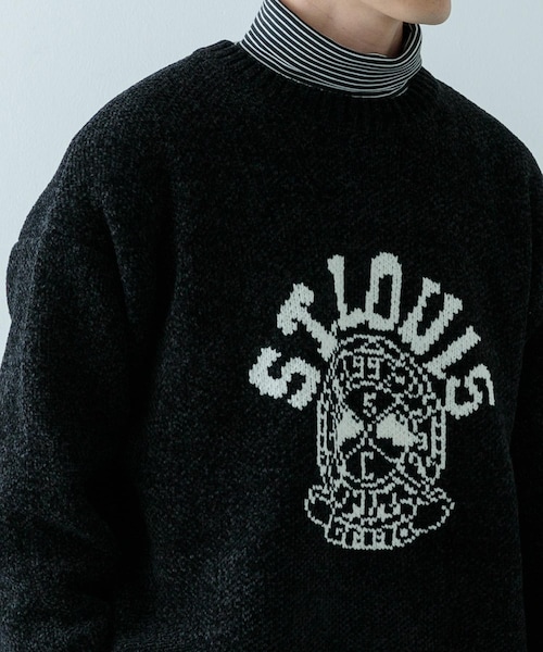 ITEMS URBANRESEARCH（アイテムズ アーバンリサーチ）の「カレッジロゴ モール クルーネック ニット（ニット/セーター・メンズ・NVY/BLK/BEG/MTD・M/L）」の7枚目の写真