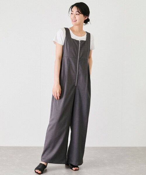 Jayro（ジャイロ）の「【EC限定】フロントジップサロペット（サロペット/オーバーオール・レディース・チャコール/グレー/ブラウン系/ベージュ・M）」の3枚目の写真