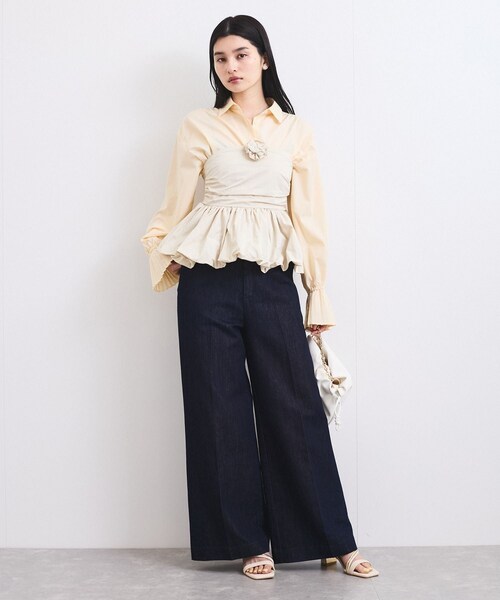 VIS(ビス)の「コサージュ付きバルーンナイロンビスチェ(その他トップス・レディース・ブラック/キナリ・F)」の8枚目の写真