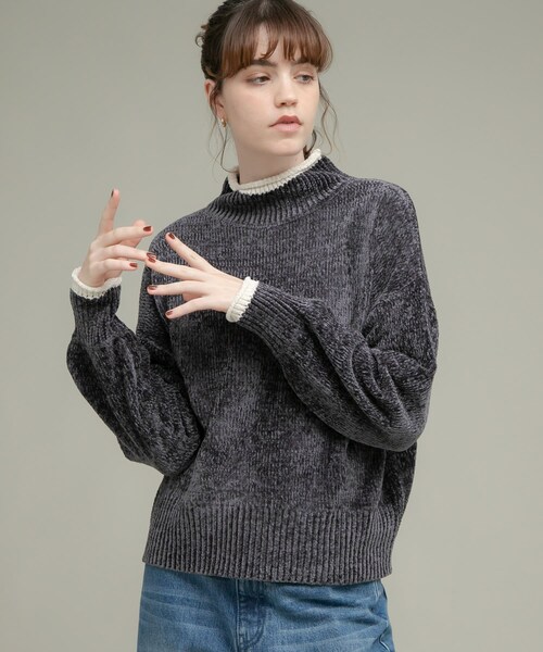 URBAN RESEARCH Sonny Label（アーバンリサーチサニーレーベル）の「モールヤーンハイネックニットプルオーバー（ニット/セーター・レディース・ベージュ/チャコールグレー/ピスタチオ・FREE）」の9枚目の写真